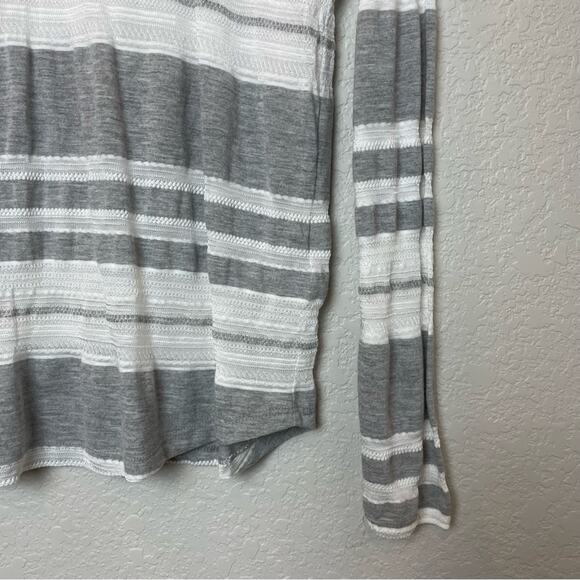 H&M Heather Gray & White Striped Long Sleeve Blouse Size L - Picture 2 of 7